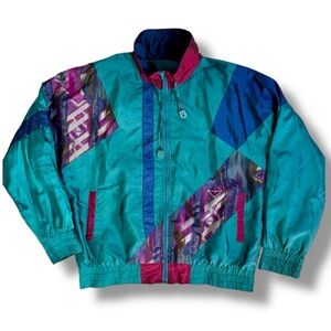 Vintage 90s Winterset Windbreaker Nylon Jacket Aztec Geometric Women’s Medium